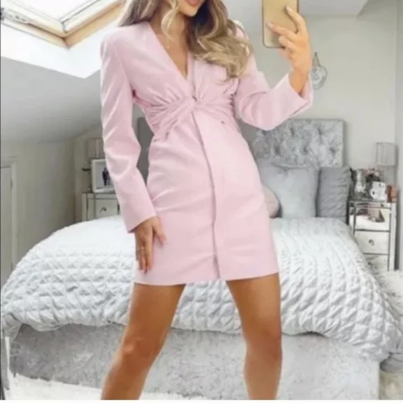 Zara Pink Draped Jacket Mini Dress NWT - Picture 2 of 11